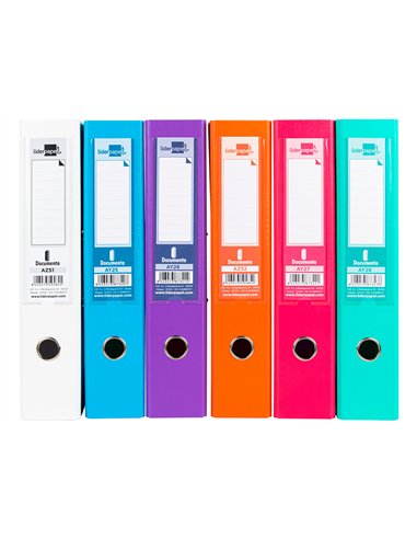 Classeur levier liderpapel documenta a4+ carton remborde dos 75mm rado metallique coloris assortis trending.