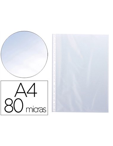 Pochette q-connect perforee din a4 80 mc cristal boite 100 unites.