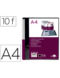 Protege-documents liderpapel personnalisable kangourou polypropylene 10 pochettes fixes a4 coloris noir opaque.