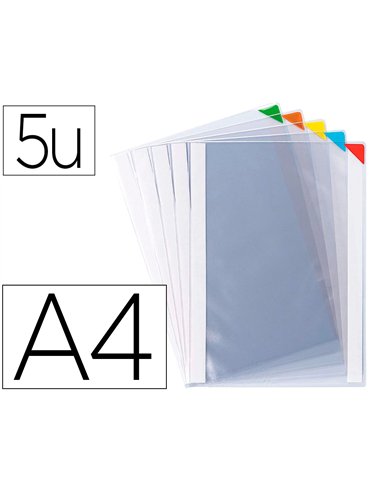 Pochette affichage tarifold pvc a4 repositionnable fermeture aimant 2 bandes adhésives dos lot 5 unités assorties.