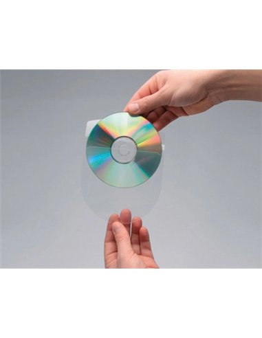 Pochette adhésive q-connect cd-rom polypropylène 127x127mm rabat fermeture adhésif repositionnable sachet 10 unités.