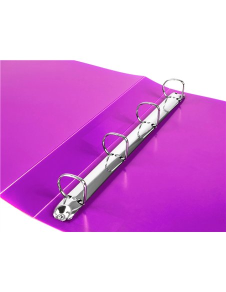 Classeur liderpapel 4 anneaux 25mm a4 260x315mm polypropylene dos 40mm porte-cartes visite coloris violet.