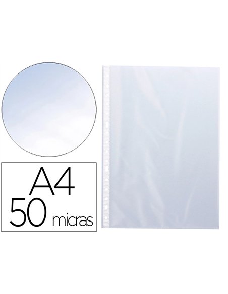 Pochette q-connect polypropylène lisse 5/100e perforée cristal antistatique a4 210x297mm boîte 100 unités.