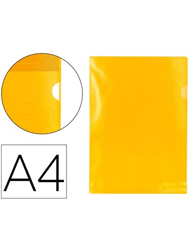 Pochette coin q-connect polypropylène grainé économique 12/100e coloris jaune transparent boîte 100 unités.