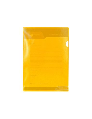 Pochette coin q-connect polypropylène grainé économique 12/100e coloris jaune transparent boîte 100 unités.