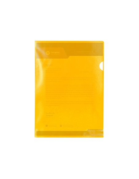 Pochette coin q-connect polypropylène grainé économique 12/100e coloris jaune transparent boîte 100 unités.