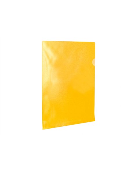 Pochette coin q-connect polypropylène grainé économique 12/100e coloris jaune transparent boîte 100 unités.