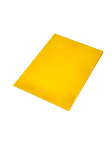 Pochette coin q-connect polypropylène grainé économique 12/100e coloris jaune transparent boîte 100 unités.