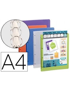 Classeur personnalisable oxford polyvision 4 anneaux 20mm polypropylène dos 30mm 150f pochette cristal translucide.
