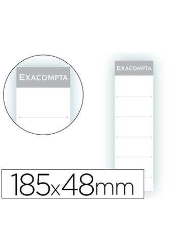 Étiquette exacompta classeurs levier à porte-étiquette recto/verso dos 70mm 185x48mm coloris blanc pochette 10 unités.