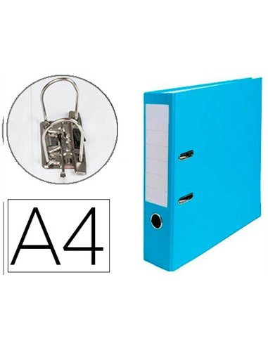 Classeur levier exacompta a4 polypropylène 22/10e dos 80mm coloris bleu clair.
