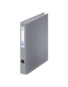 Classeur mixte Dohe 2 anneaux 25 mm A4 - Œillet et porte-cartes au dos - Carton doublé polypropylène - Gris