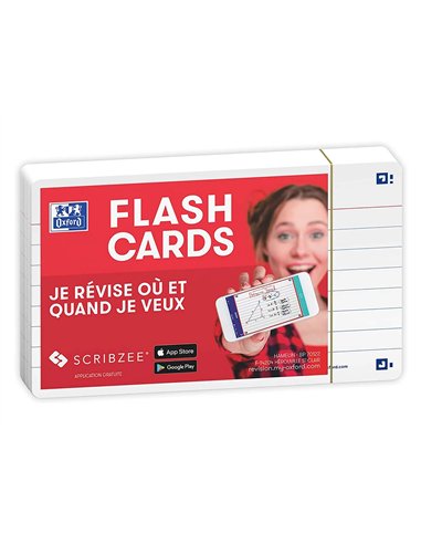 Fiches bristol oxford flash 2.0 75x125mm 32 fiches /film l7mm cadre blanc.
