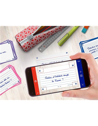 Fiches bristol oxford flash 2.0 75x125mm 32 fiches /film l7mm cadre blanc.