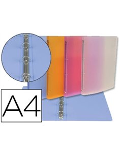 Classeur cahier viquel 4 anneaux ronds 15mm polypropylène propysoft translucide a4 245x315mm dos 25mm 6 coloris assortis.