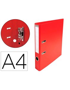 Classeur levier exacompta carton recouvert pvc a4 32x29cm dos 5cm étiquette porte-étiquette coloris rouge.