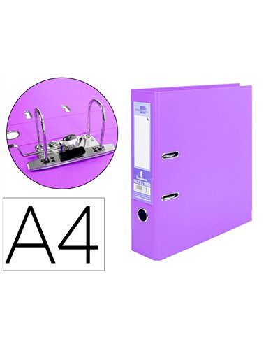 Classeur levier liderpapel a4 documenta carton rembordé 1,9mm dos 75mm rado métallique coloris lilas.