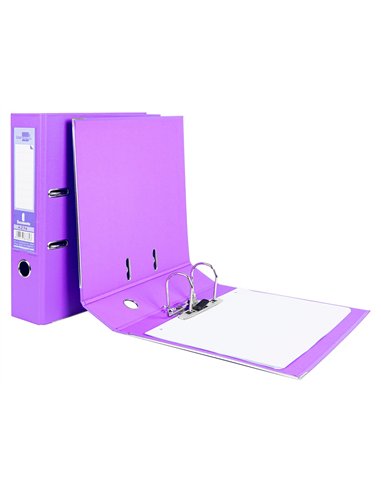 Classeur levier liderpapel a4 documenta carton rembordé 1,9mm dos 75mm rado métallique coloris lilas.