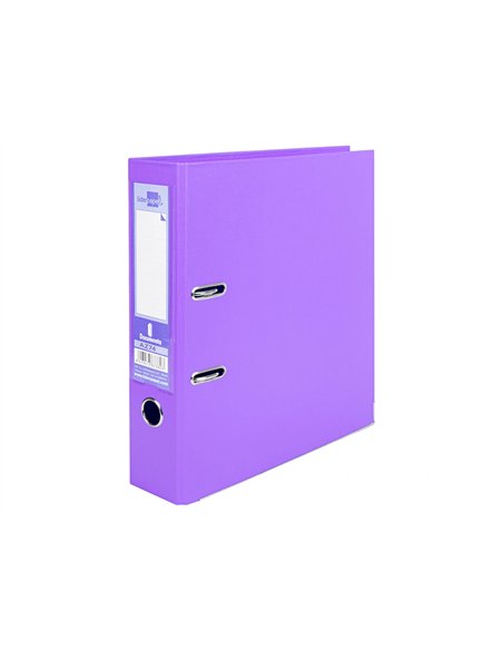 Classeur levier liderpapel a4 documenta carton rembordé 1,9mm dos 75mm rado métallique coloris lilas.