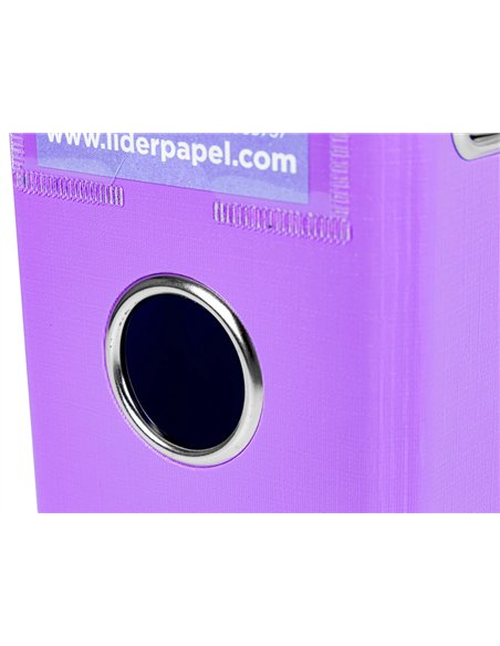 Classeur levier liderpapel a4 documenta carton rembordé 1,9mm dos 75mm rado métallique coloris lilas.
