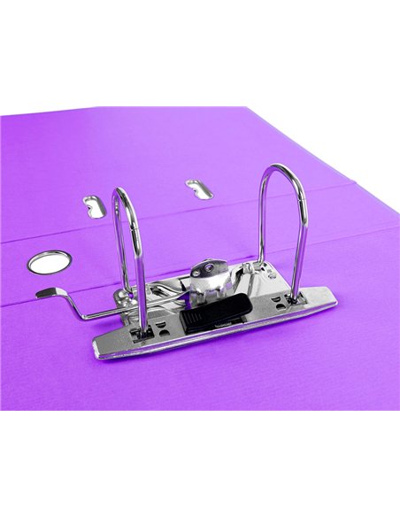 Classeur levier liderpapel a4 documenta carton rembordé 1,9mm dos 75mm rado métallique coloris lilas.