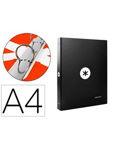 Classeur antartik 4 anneaux ronds 25mm a4 carton remborde coloris noir.