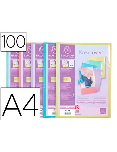 Porte-documents exacompta kreacover a4 polypropylene 100vues assortiment pastel.