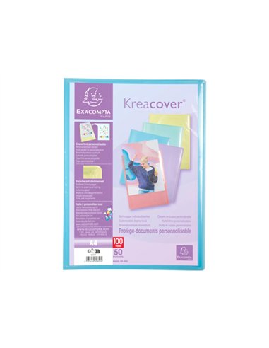 Porte-documents exacompta kreacover a4 polypropylene 100vues assortiment pastel.