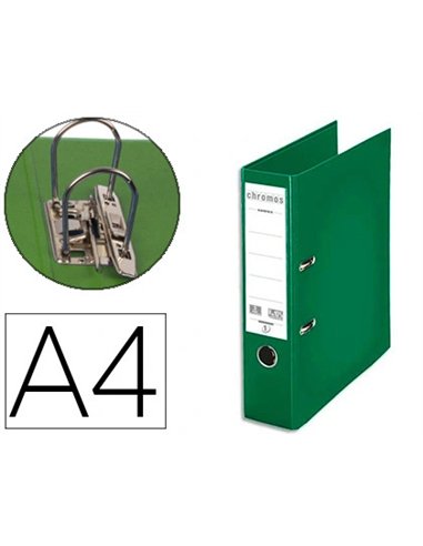 Classeur levier esselte chromos plus a4 polypropylène griffes blocage dos 80mm grand porte-étiquette coloris vert.