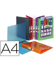Classeur viquel 4 anneaux propyglass polypropylène 5/10e a4 dos 25mm personnalisable incolore.