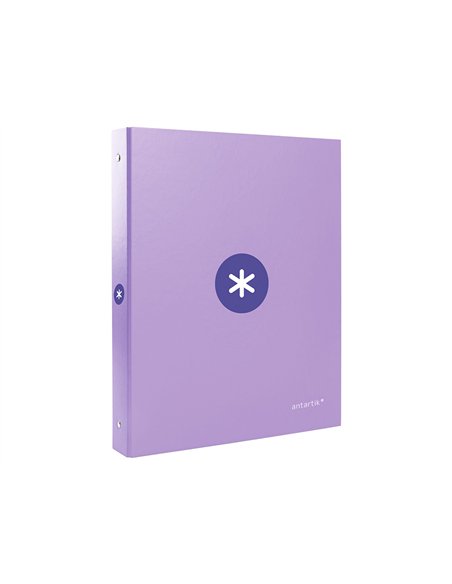 Classeur antartik 4 anneaux ronds 25mm a4 carton rembordé coloris lavande.