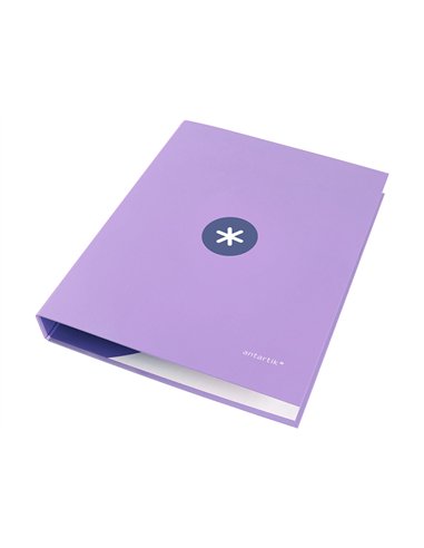 Classeur antartik 4 anneaux ronds 25mm a4 carton rembordé coloris lavande.