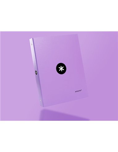 Classeur antartik 4 anneaux ronds 25mm a4 carton rembordé coloris lavande.