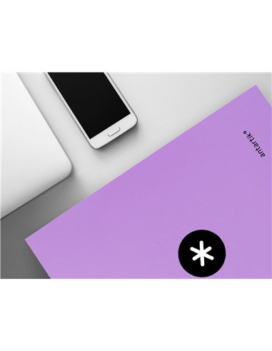 Classeur antartik 4 anneaux ronds 25mm a4 carton rembordé coloris lavande.