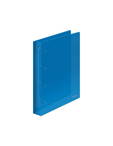 Classeur mixte Dohe 4 anneaux 25 mm A4 - Polypropylène translucide - Bleu