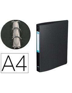 Classeur oxford memphis 4 anneaux ronds 30mm polypropylène 10/10e dos 40mm étiquette dos coloris noir.