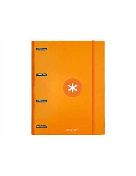 Classeur antartik 4 anneaux ronds 25mm a4 carton remborde feuillets mobiles 5x5 jaune moutarde.