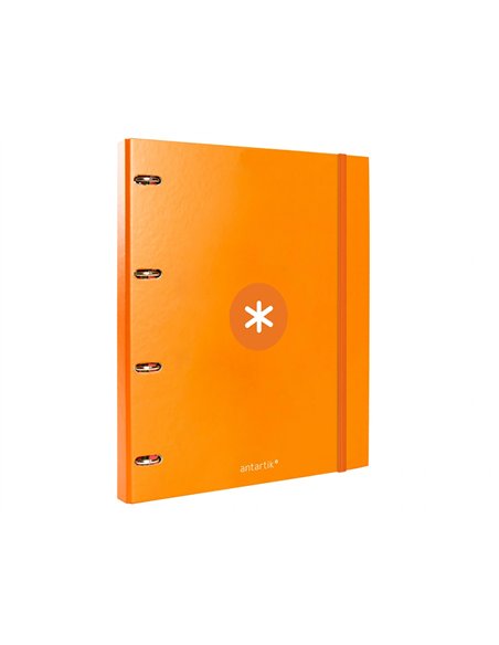 Classeur antartik 4 anneaux ronds 25mm a4 carton remborde feuillets mobiles 5x5 jaune moutarde.