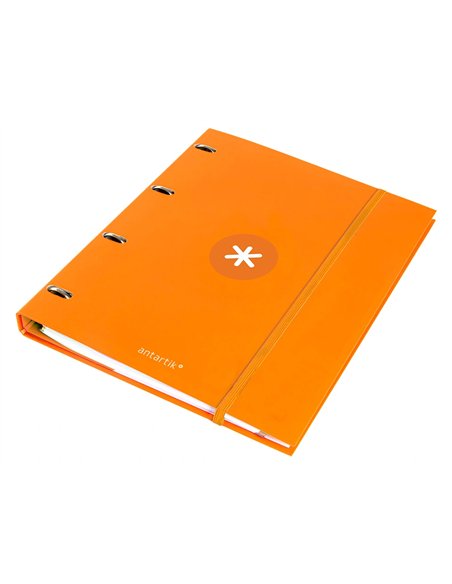 Classeur antartik 4 anneaux ronds 25mm a4 carton remborde feuillets mobiles 5x5 jaune moutarde.