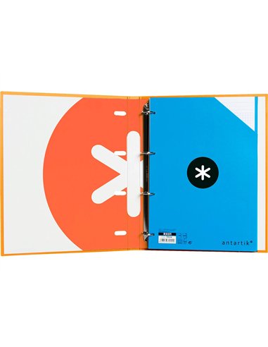 Classeur antartik 4 anneaux ronds 25mm a4 carton remborde feuillets mobiles 5x5 jaune moutarde.