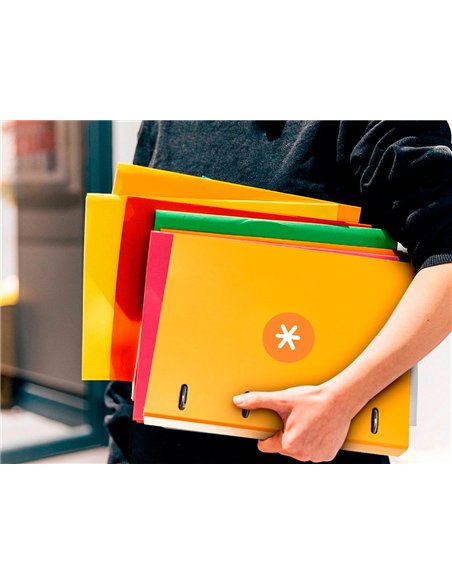 Classeur antartik 4 anneaux ronds 25mm a4 carton remborde feuillets mobiles 5x5 jaune moutarde.