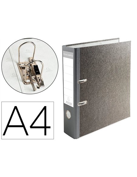 Classeur levier exacompta carton recouvert papier marbré a4 32x29cm dos gris 8cm coloris gris.