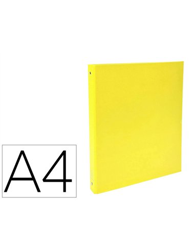 Classeur exacompta 4 anneaux a4 capacite 225 feuilles carte rembordee pvc dos de 40 mm dim 32x26 cm coloris jaune.