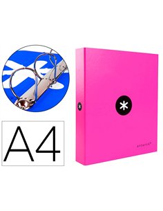 Classeur antartik 4 anneaux end 40mm a4+ carton rembordé coloris rose.