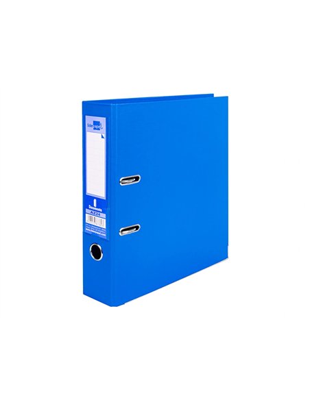 Classeur levier liderpapel a4 documenta carton rembordé 1,9mm dos 75mm rado métallique coloris bleu.