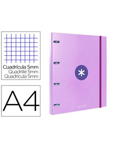 Classeur antartik 4 anneaux ronds 25mm a4 carton remborde feuillets mobiles q5x5 colorislavande.