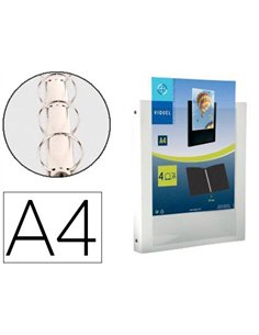 Classeur viquel 4 anneaux ronds 20mm a4+ 265x330mm polypropylène personnalisable dos 30mm coloris blanc.