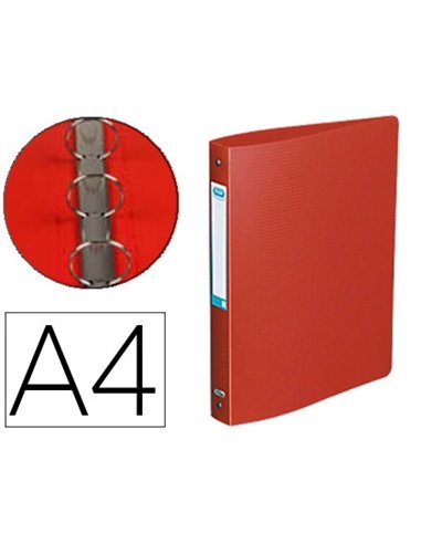 Classeur oxford memphis 4 anneaux ronds 30mm polypropylène 10/10e dos 40mm étiquette dos coloris rouge.