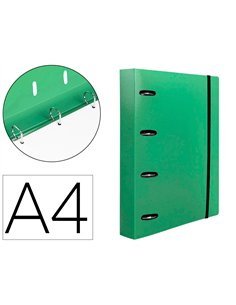 Classeur liderpapel 4 anneaux en d 25mm a4 polypropylene feuillets mobiles 100f 5x5mm coloris menthe.