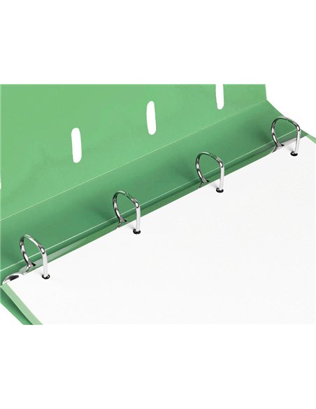 Classeur liderpapel 4 anneaux en d 25mm a4 polypropylene feuillets mobiles 100f 5x5mm coloris menthe.